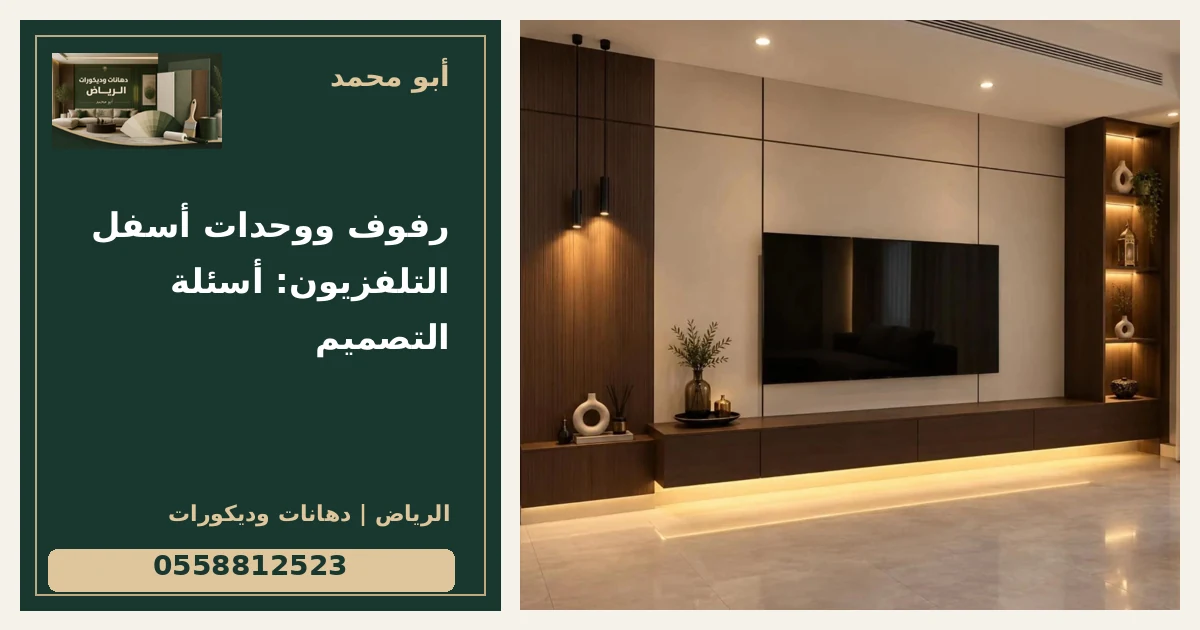 رفوف ووحدات أسفل التلفزيون: أسئلة التصميم — تصميم غلاف أبو محمد ورقم التواصل 0558812523